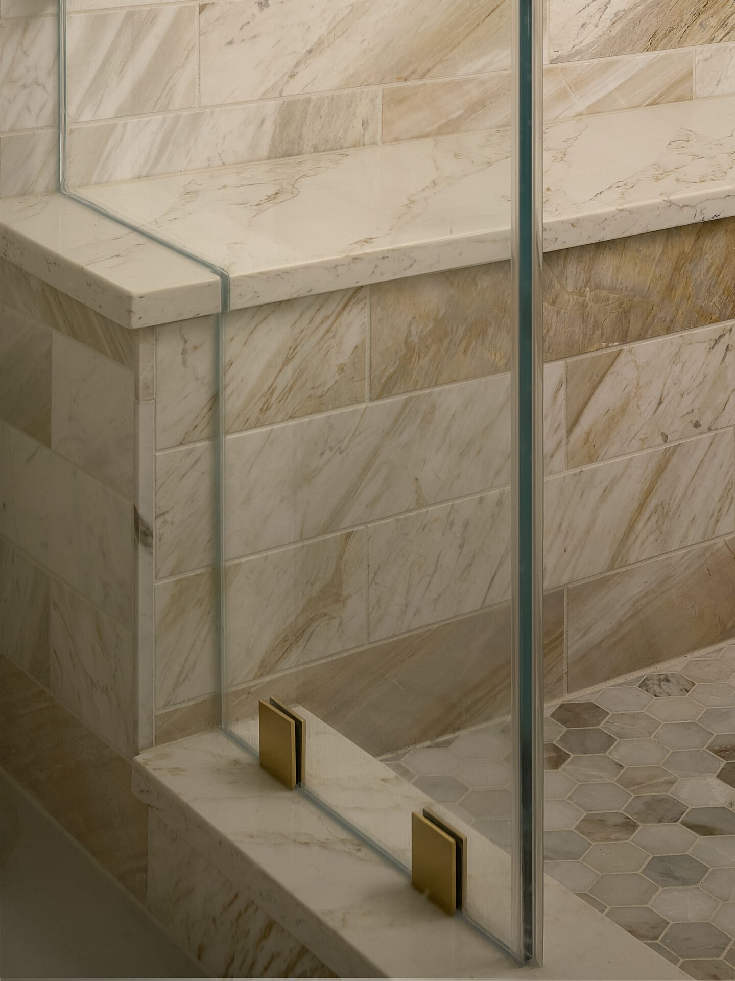 Overview Terrace frameless glass shower enclosure hardware detail