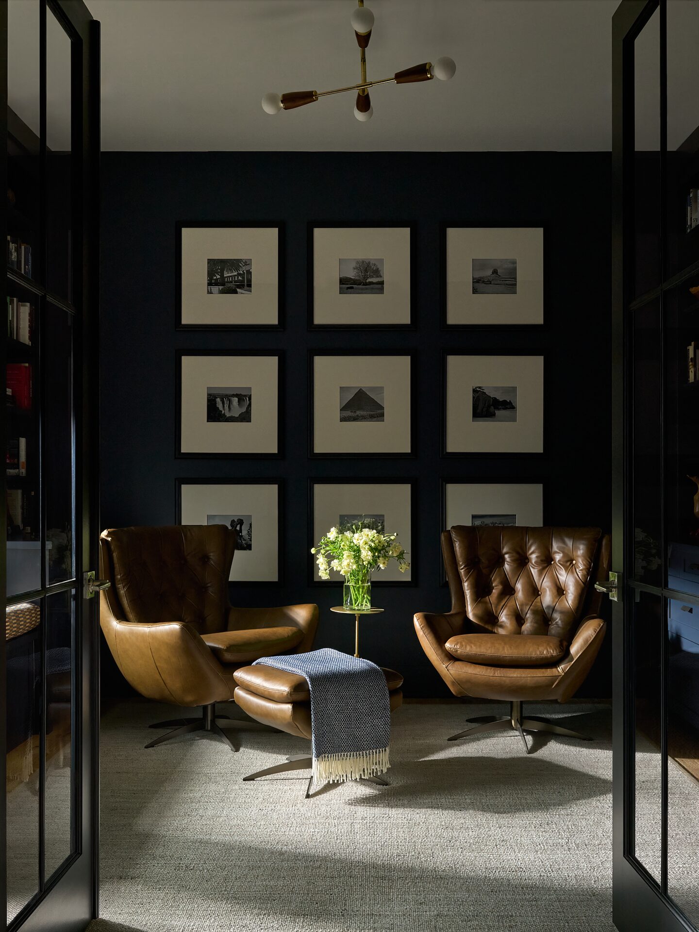 Worthington Road study with paneled walls and bespoke desk